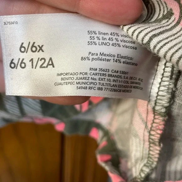 CARTERS UGC Girls Size 6 Pink Green Geometric Tank Top Bow detail - Picture 4 of 9